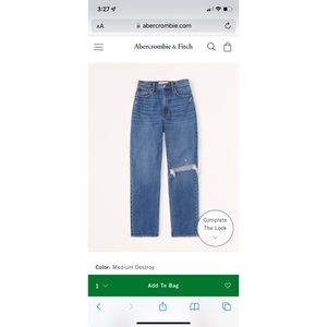 Abercrombie Curve Love Ultra High Rise 90s Straight Jean - Medium Destroy